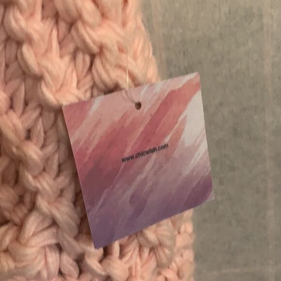 NWT CHIC WISH PINK OPEN CARDIGAN POM POM SWEATER SIZE L - Picture 7 of 8